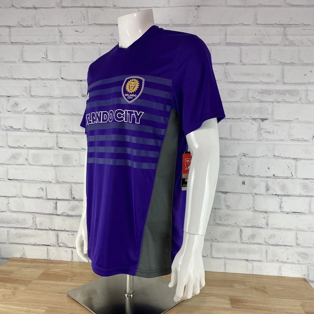 Adidas Soccer Shirt Men's Medium Orlando City Soccer Club Lions MLS Purple NWT - Picture 3 of 14